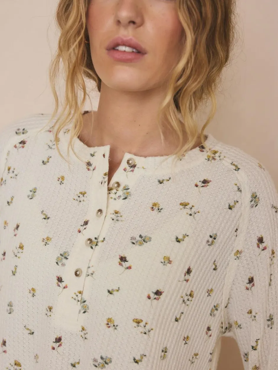 Next Cream Floral Cosy Waffle Long Sleeve Pyjamas Best