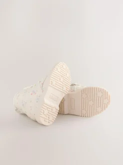 Next Wide Fit (G) Lace-Up Ankle Boots Cream Floral New