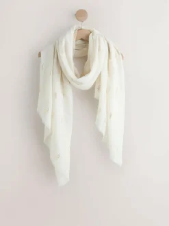 Next Cream Foil Print Lightweight Scarf Best