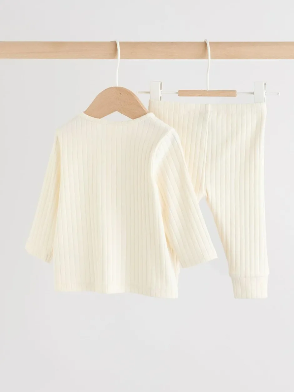 Next Hello World Top and Leggings Baby Set (0-18mths) Cream Outlet