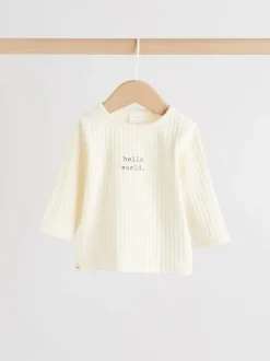 Next Hello World Top and Leggings Baby Set (0-18mths) Cream Outlet