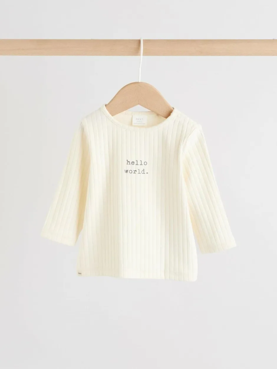 Next Hello World Top and Leggings Baby Set (0-18mths) Cream Outlet