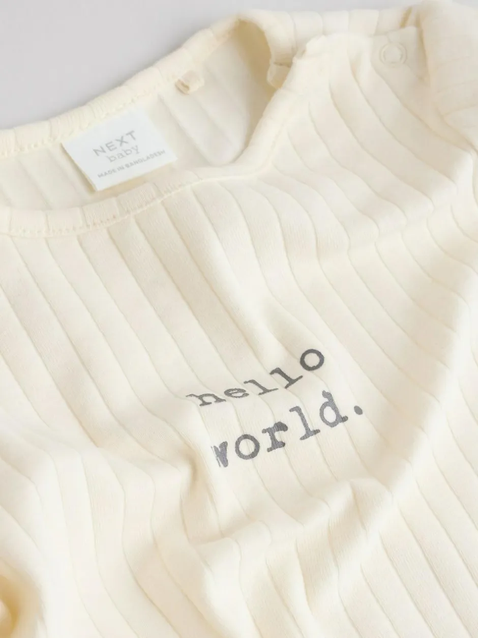 Next Hello World Top and Leggings Baby Set (0-18mths) Cream Outlet