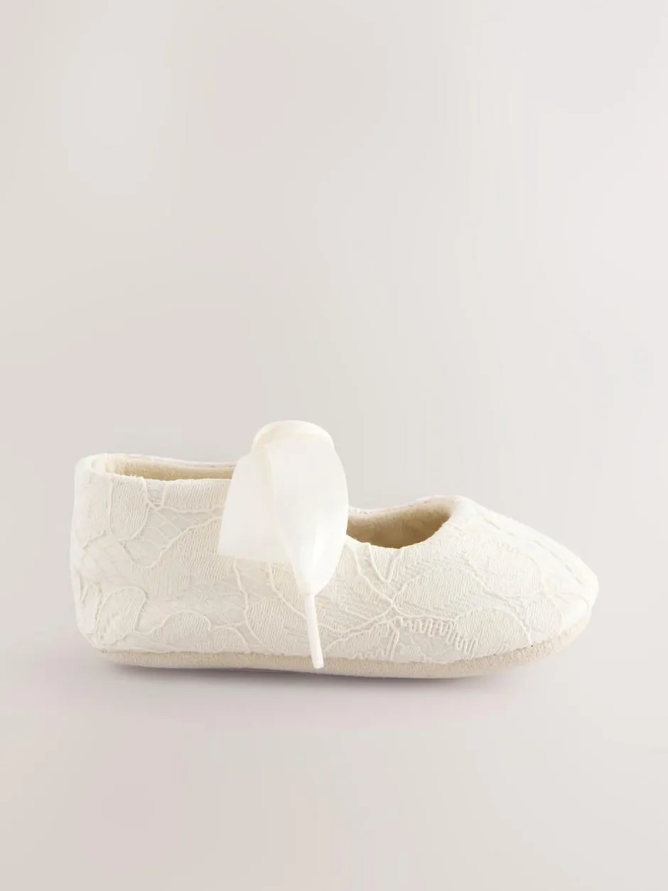 Next Cream Lace Baby Tie Front Occasion Shoes (0-24mths) Outlet