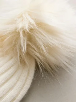 Next N. Premium 100% Cashmere Knitted Pom Hat Cream Sale