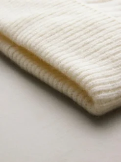 Next N. Premium 100% Cashmere Knitted Pom Hat Cream Sale