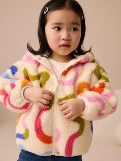 Next Zip Through Fleece (3mths-7yrs) Cream Rainbow Squiggle Outlet
