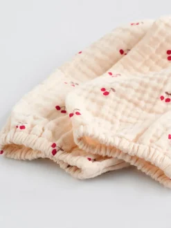 Next Baby Woven Long Sleeve Tops and Trousers 2 Piece Set (0mths-2yrs) Cream/ Red Cherry Outlet