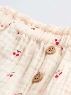 Next Baby Woven Long Sleeve Tops and Trousers 2 Piece Set (0mths-2yrs) Cream/ Red Cherry Outlet