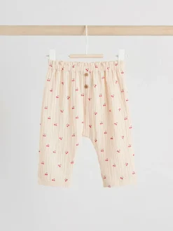 Next Baby Woven Long Sleeve Tops and Trousers 2 Piece Set (0mths-2yrs) Cream/ Red Cherry Outlet