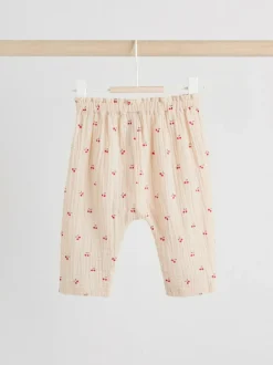Next Baby Woven Long Sleeve Tops and Trousers 2 Piece Set (0mths-2yrs) Cream/ Red Cherry Outlet