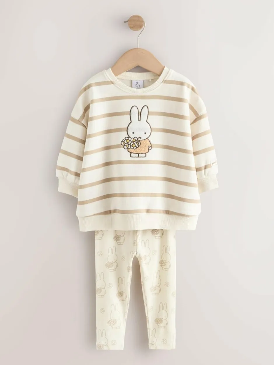 Next Cream Stripe Miffy Sweatshirt & Leggings Set (3mths-7yrs) Outlet