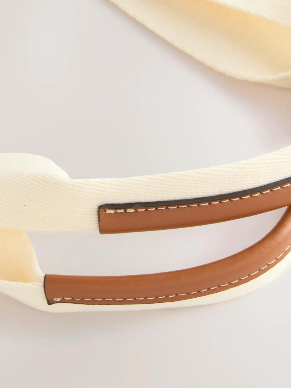 Next Cream Structured Canvas Shoulder Bag Best