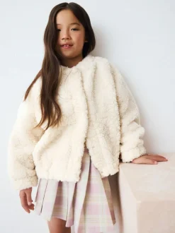 Next Cream Sunflower Borg Jacket (3-16yrs) Online
