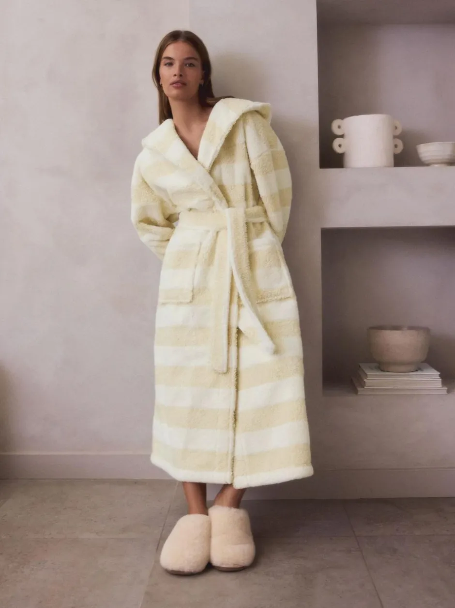 Next Cream Textured Stripe Dressing Gown Outlet