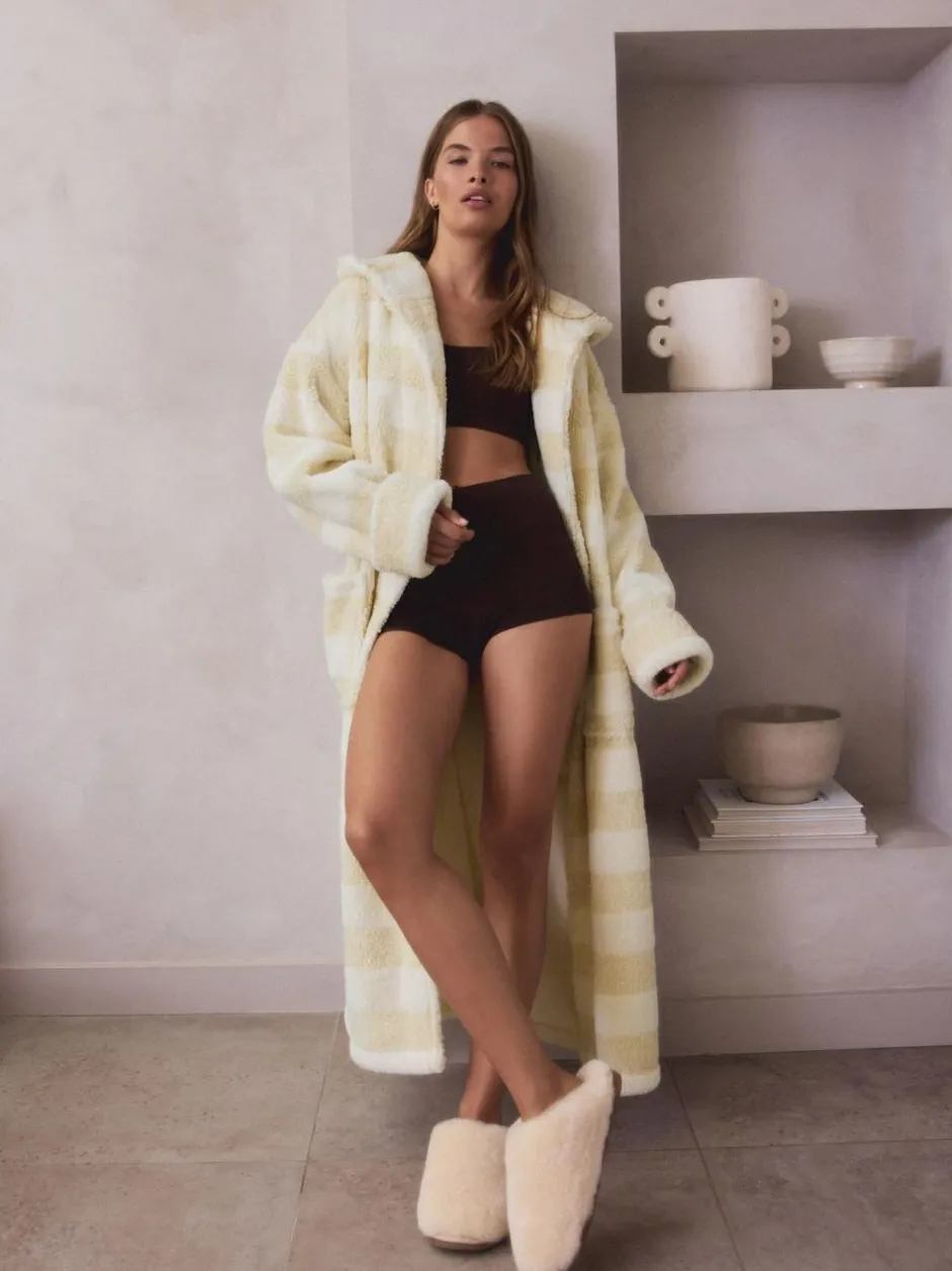 Next Cream Textured Stripe Dressing Gown Outlet