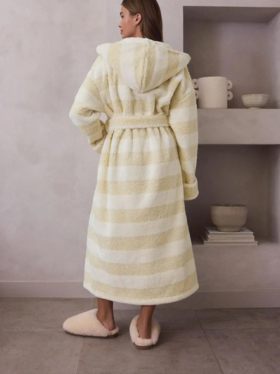 Next Cream Textured Stripe Dressing Gown Outlet