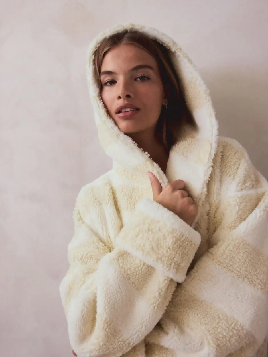 Next Cream Textured Stripe Dressing Gown Outlet