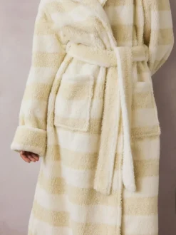 Next Cream Textured Stripe Dressing Gown Outlet