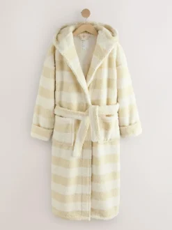 Next Cream Textured Stripe Dressing Gown Outlet