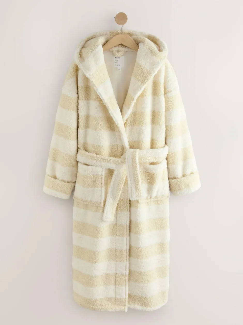Next Cream Textured Stripe Dressing Gown Outlet
