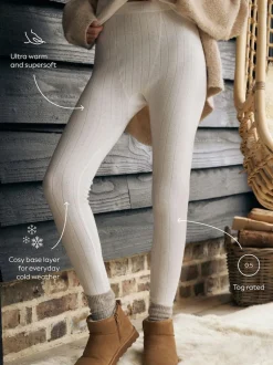 Next Thermal Maximum Warmth Cosy Pointelle Leggings Cream Online