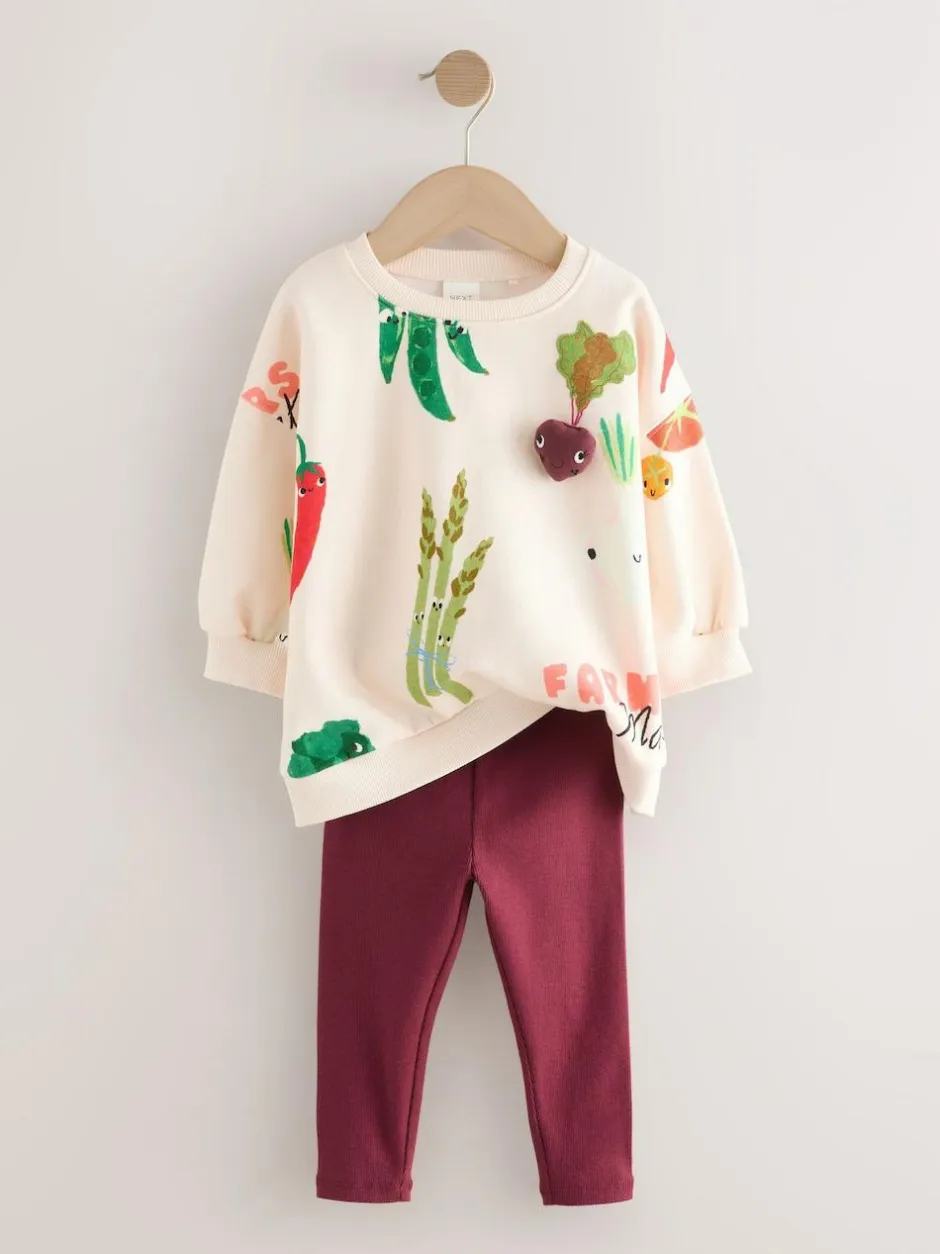 Next Sweatshirt and Leggings Set (3mths-7yrs) Cream Vegetable Characters Best