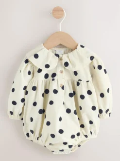 Next Cream/Charcoal Polka Dot Baby Bloomer Rompers Set 2 Piece with Tights (0mths-3yrs) Best