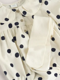 Next Cream/Charcoal Polka Dot Baby Bloomer Rompers Set 2 Piece with Tights (0mths-3yrs) Best