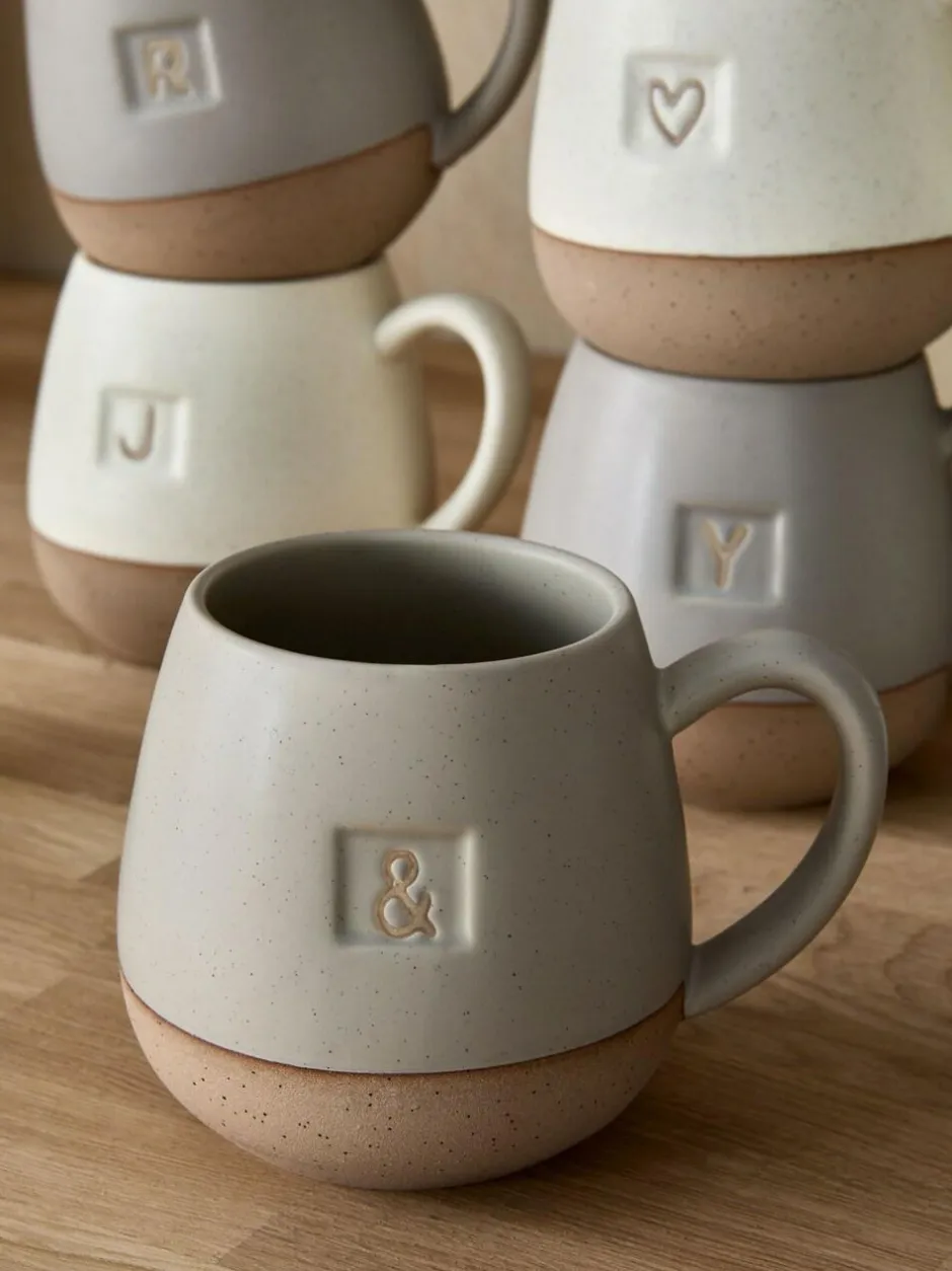 Next Cream/Grey Alphabet Speckle Glazed Mug Hot
