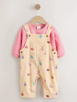 Next Baby Dungaree and Bodysuit Two Piece Set (0mths-3yrs) Cream/Pink Rabbit Online