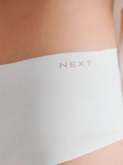 Next High Waist High Leg Cotton Rich No VPL Knickers 3 Pack Cream/Pink/Black