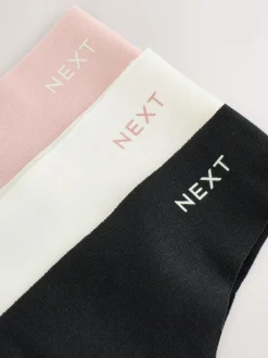 Next Thong Cotton Rich No VPL Knickers 3 Pack Cream/Pink/Black Online