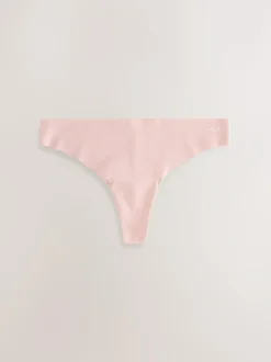 Next Thong Cotton Rich No VPL Knickers 3 Pack Cream/Pink/Black Online