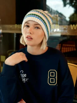 Next Cream/Pink/Green Knitted Beanie Hat Hot