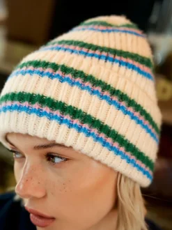 Next Cream/Pink/Green Knitted Beanie Hat Hot