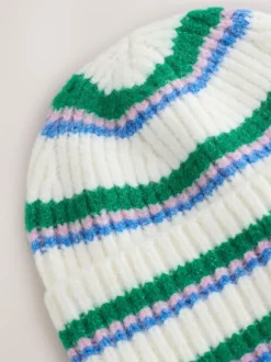 Next Cream/Pink/Green Knitted Beanie Hat Hot