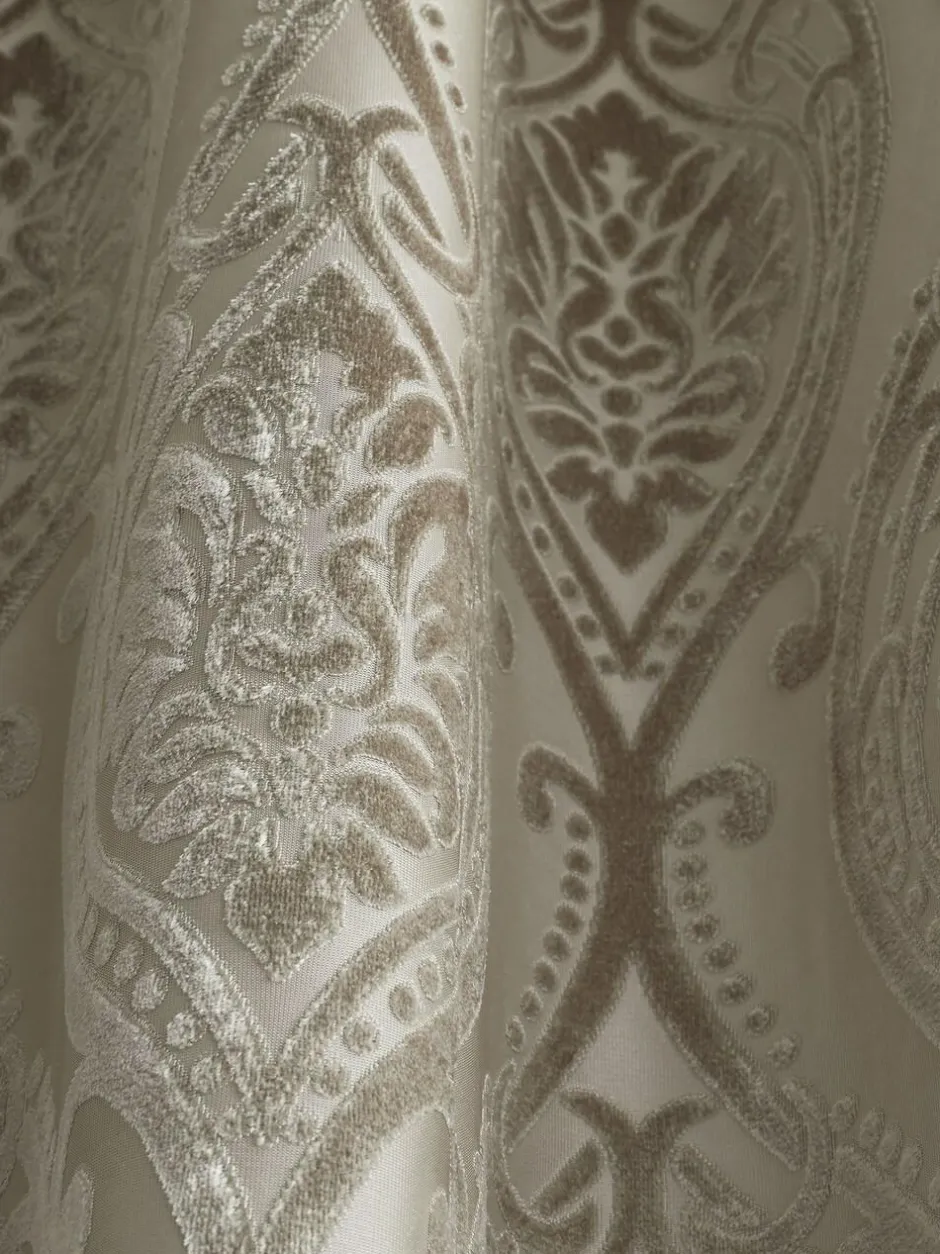 Curtina Natural Chateau Textured Chenille Damask Lined Eyelet Curtains Outlet