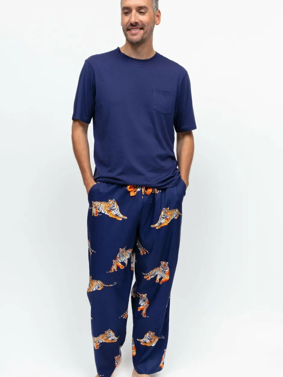 Cyberjammies Blue Jersey Top & Tiger Print Pyjamas Set Hot