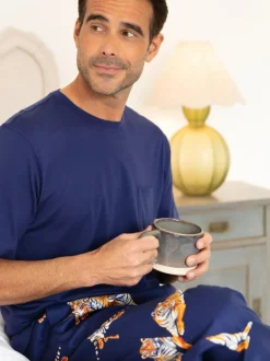 Cyberjammies Blue Jersey Top & Tiger Print Pyjamas Set Hot