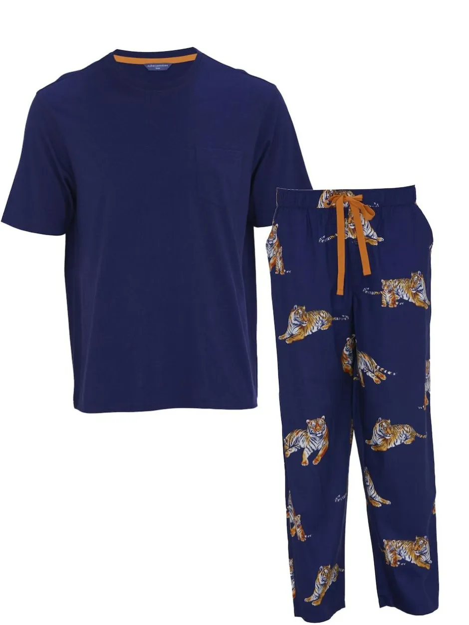 Cyberjammies Blue Jersey Top & Tiger Print Pyjamas Set Hot
