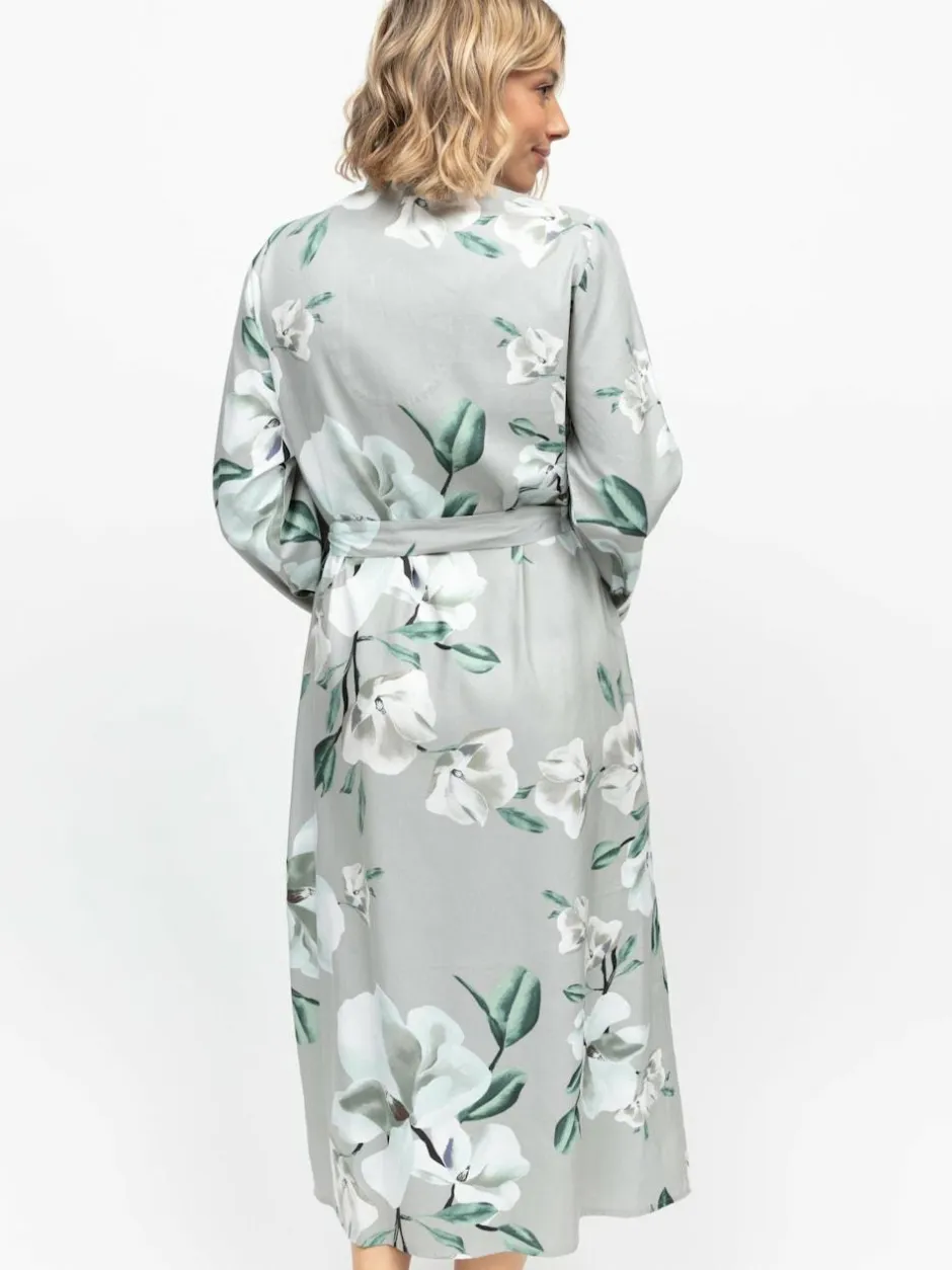 Cyberjammies Grey Floral Print Sleeve Long Dressing Gown New