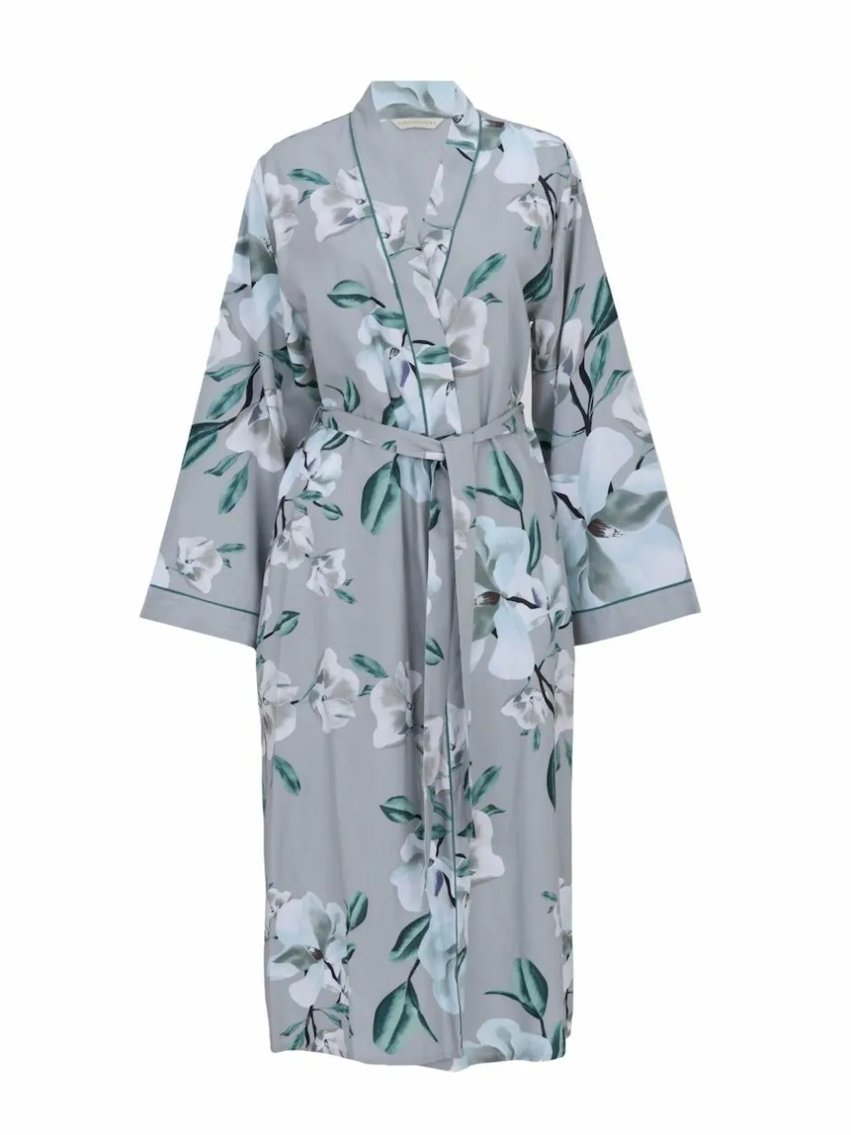 Cyberjammies Grey Floral Print Sleeve Long Dressing Gown New