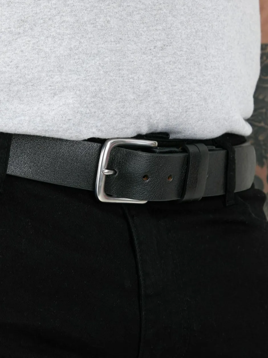D555 Gavin Hand Crafted Real Leather Hide Belt 3.7 Cm Width Black