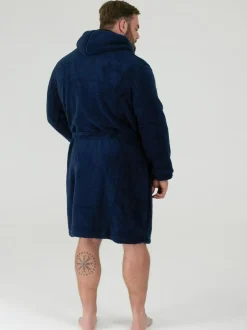 D555 Newquay 1 Supersoft Dressing Gown With Hood Blue Clearance