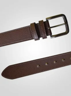 D555 Brown ARCHIE Antique Buckle Faux Leather Jeans Belt 3.9cm Width Sale