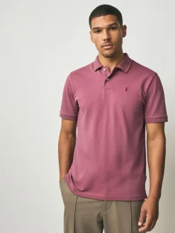 Next Damson Pink Regular Fit Short Sleeve Pique Polo Shirt Sale