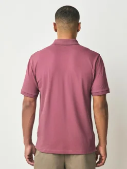 Next Damson Pink Regular Fit Short Sleeve Pique Polo Shirt Sale