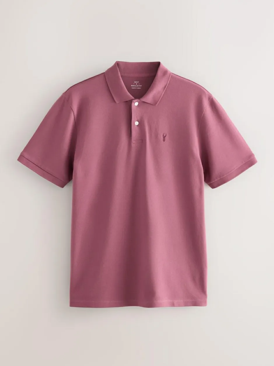 Next Damson Pink Regular Fit Short Sleeve Pique Polo Shirt Sale