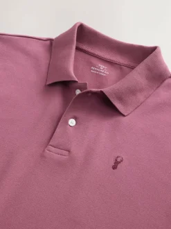 Next Damson Pink Regular Fit Short Sleeve Pique Polo Shirt Sale